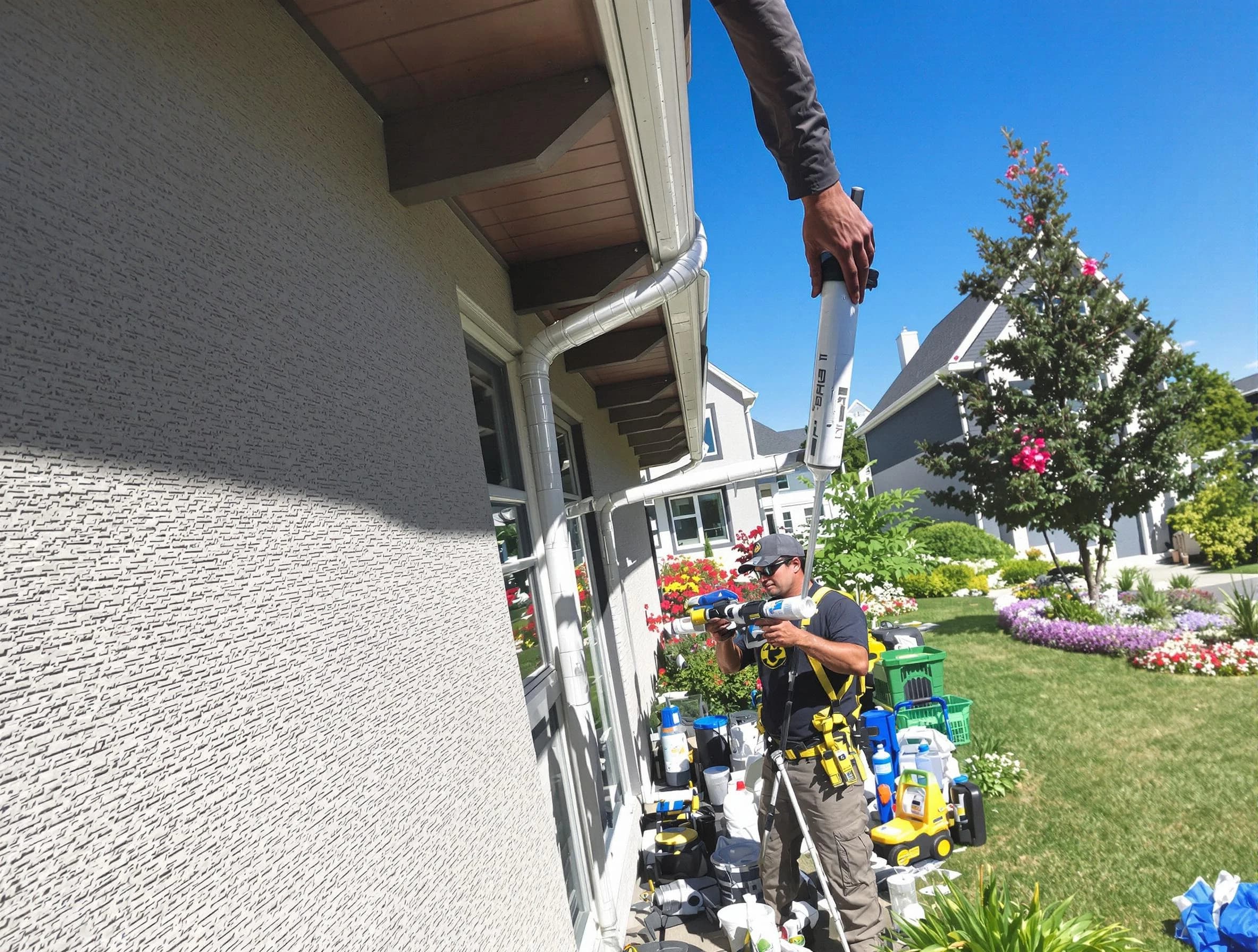 Reinforced downspout bracket installed by Brook Park Roofing Company in Brook Park, OH