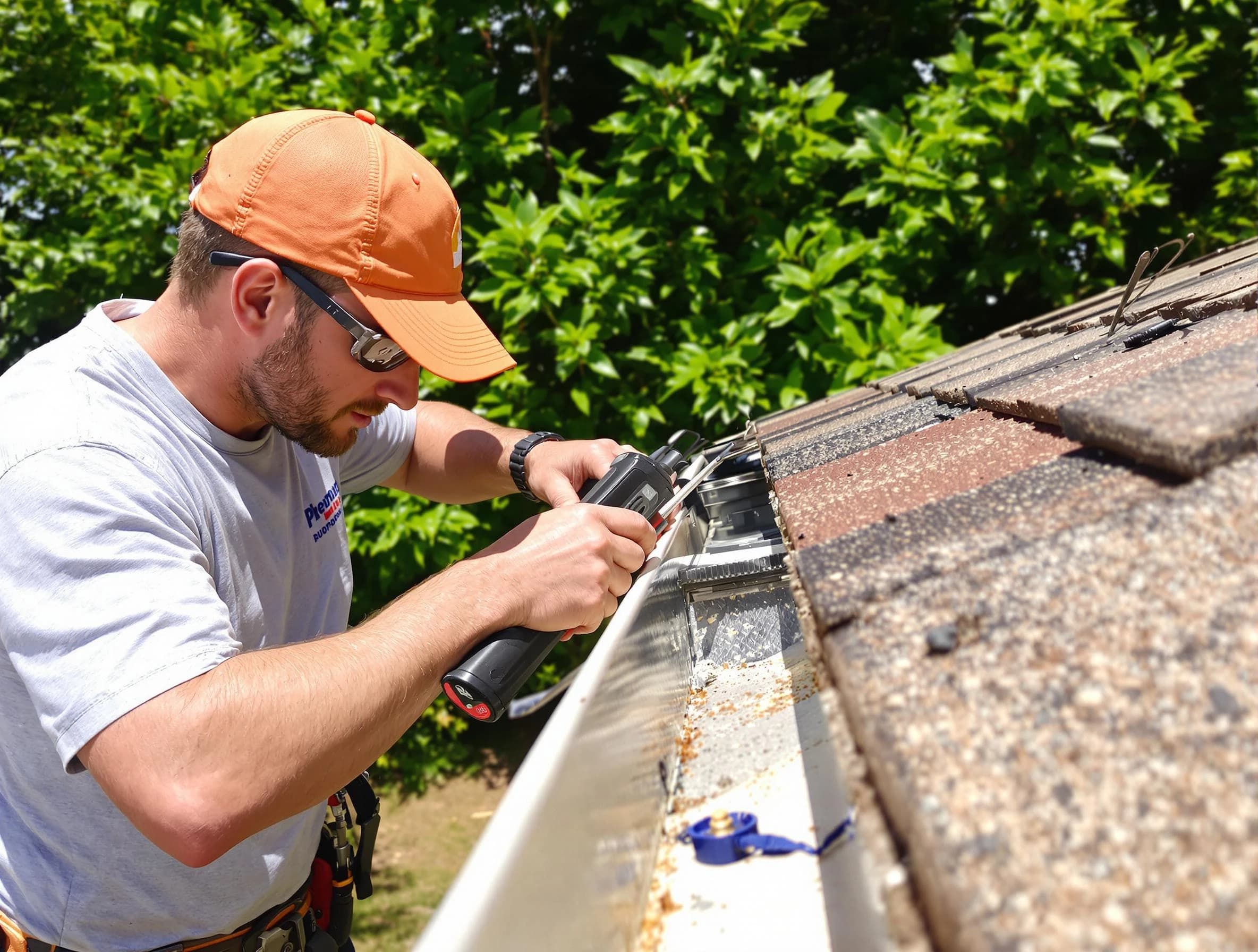 Brook Park Roofing Company specialists conducting a gutter repair in Brook Park, OH