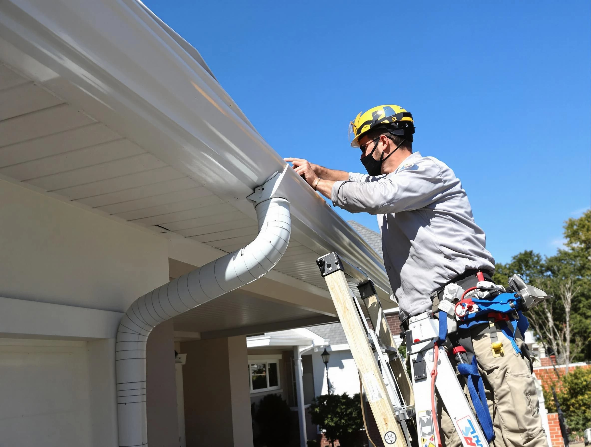 Close-up on a freshly sealed gutter joint by Brook Park Roofing Company in Brook Park, OH