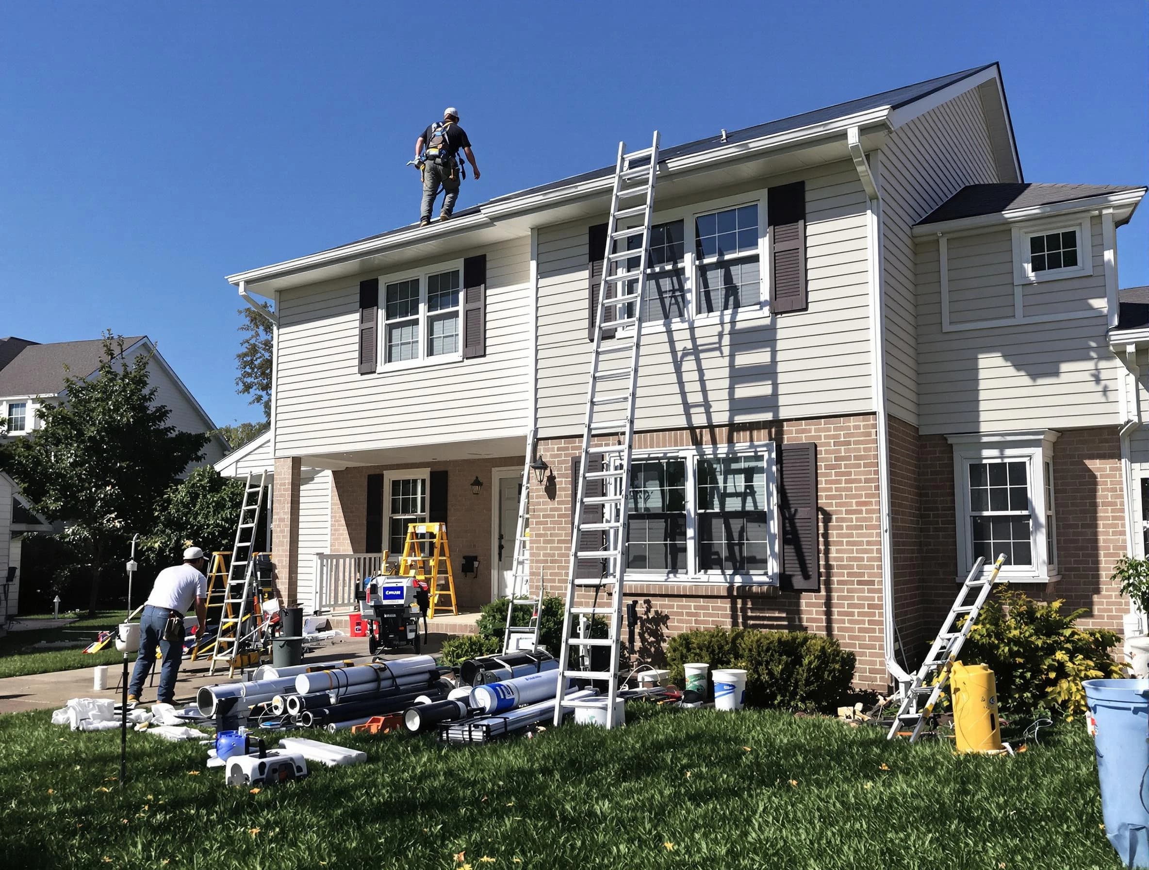 Brook Park Roofing Company completing a gutter replacement in Brook Park, OH