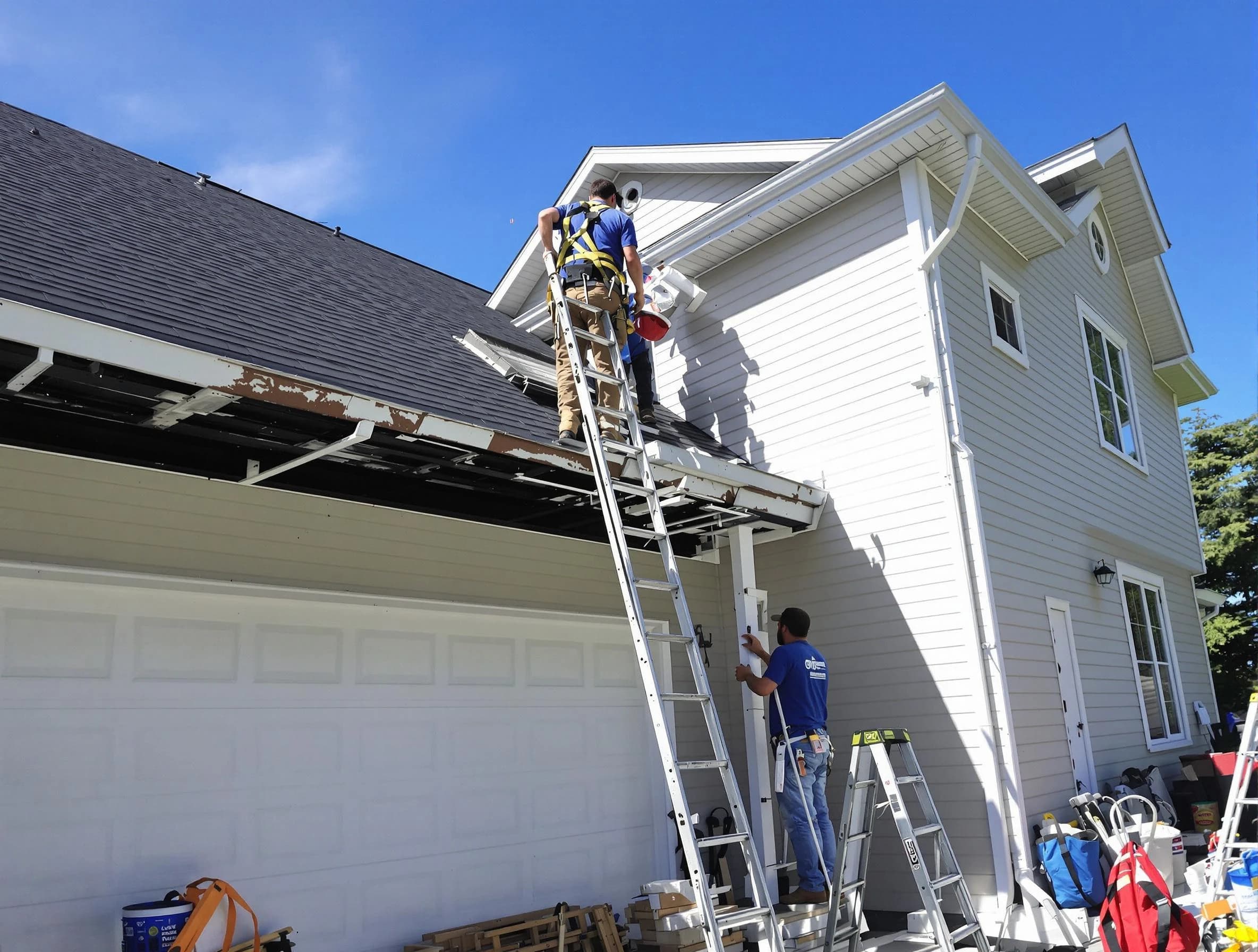 Newly replaced gutters by Brook Park Roofing Company in Brook Park, OH