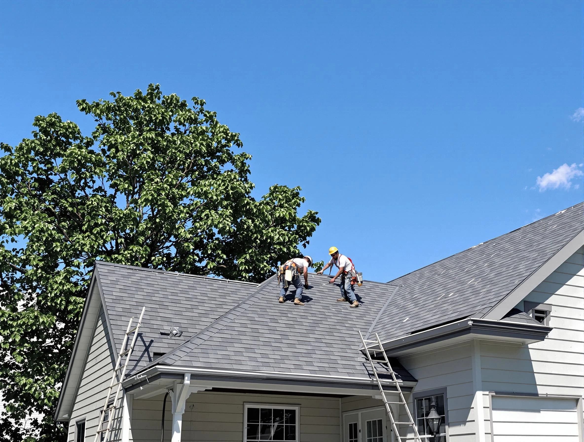 Brook Park Roofing Company crew finalizing a roof installation in Brook Park, OH