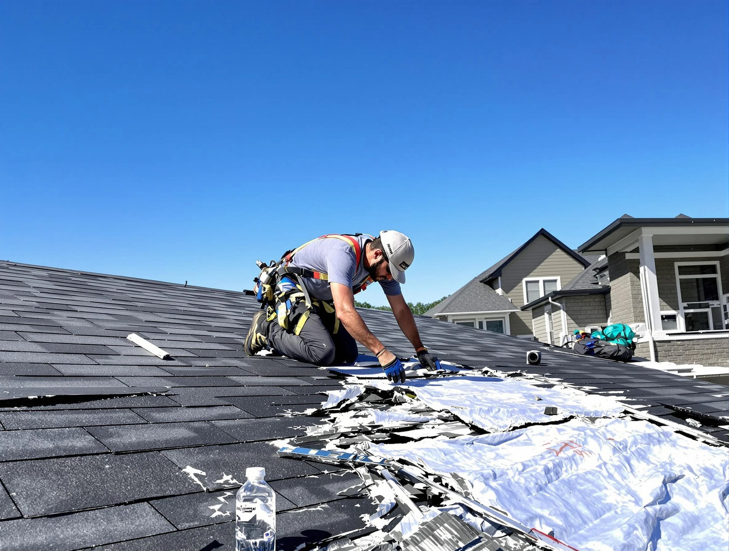 Brook Park Roofing Company repairing a roof section in Brook Park, OH