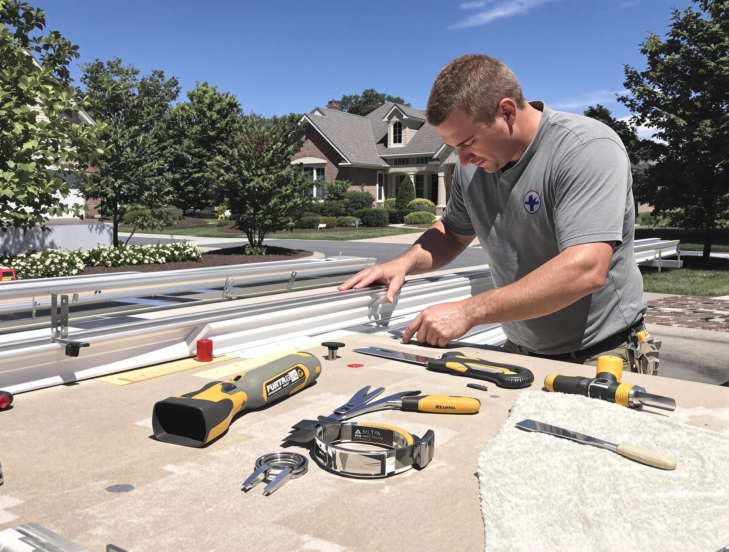 Freshly installed seamless gutter by Brook Park Roofing Company in Brook Park, OH